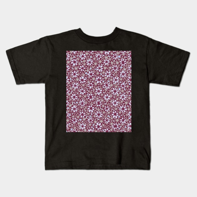 Batik Florals in Purple and Grey Tones Kids T-Shirt by FrancesPoff